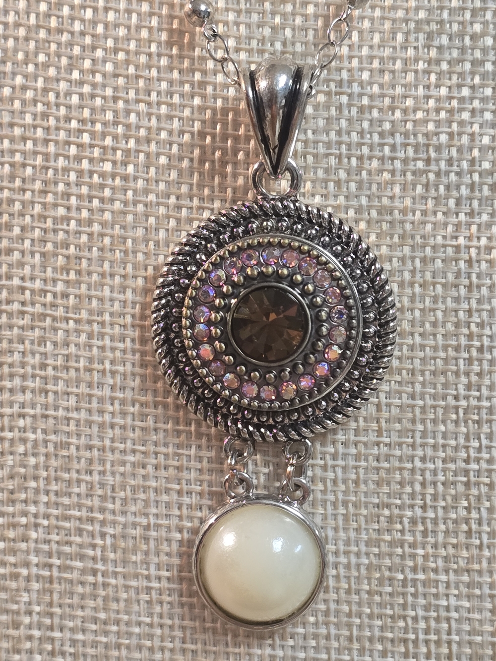 Silver-Tone Ginger Snaps Interchangab Multi-Stone Drop Pendant Necklace - Silver